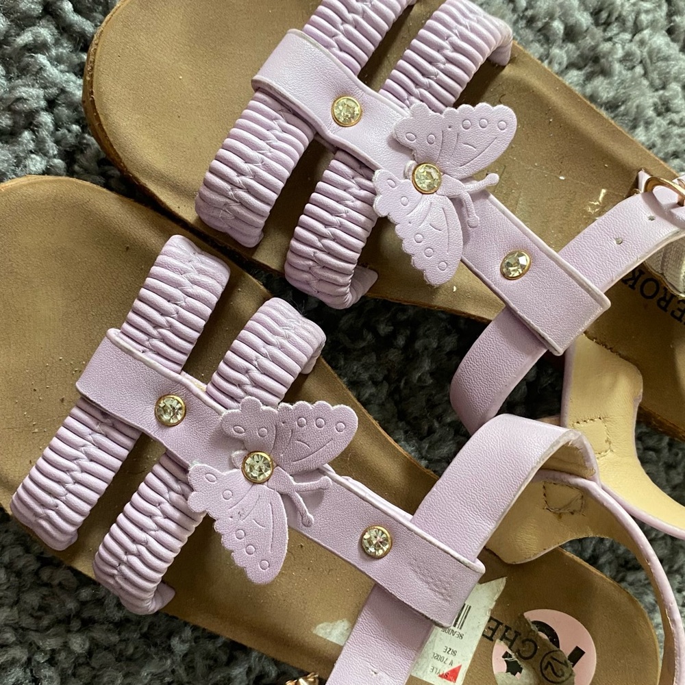 Lilac Butterfly Sandals with Rhinestones